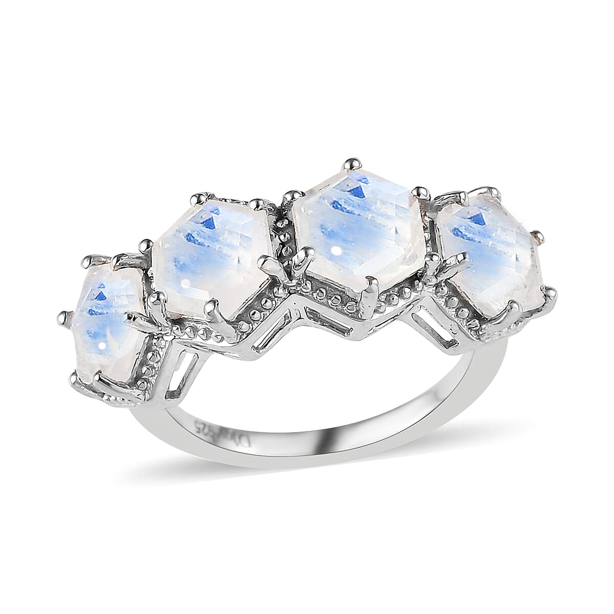 Premium Rainbow Moonstone Ring in Platinum Over Sterling Silver (Size 10.0) 4.00 ctw