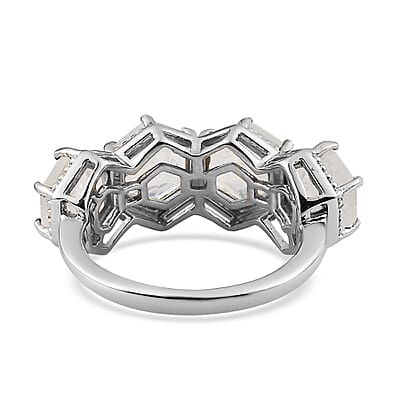 Premium Rainbow Moonstone Ring in Platinum Over Sterling Silver (Size 10.0) 4.00 ctw