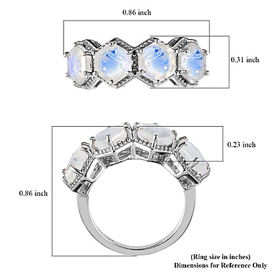 Premium Rainbow Moonstone Ring in Platinum Over Sterling Silver (Size 10.0) 4.00 ctw