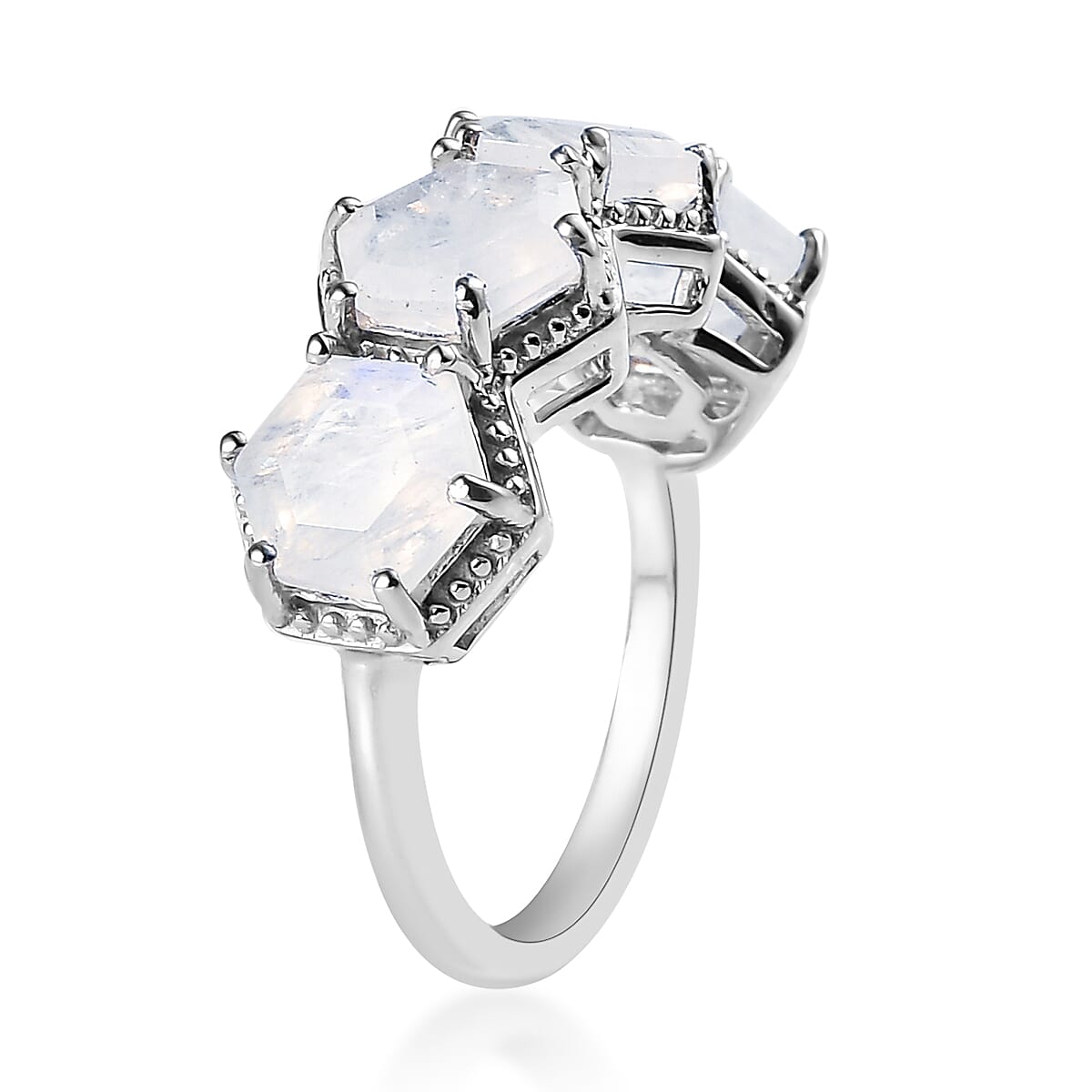 Premium Rainbow Moonstone Ring in Platinum Over Sterling Silver (Size 5.0) 4.00 ctw image number 3