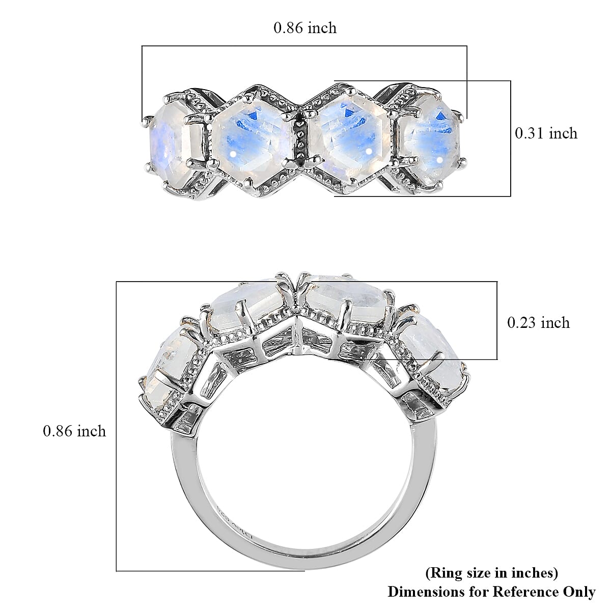 Premium Rainbow Moonstone Ring in Platinum Over Sterling Silver (Size 5.0) 4.00 ctw image number 5