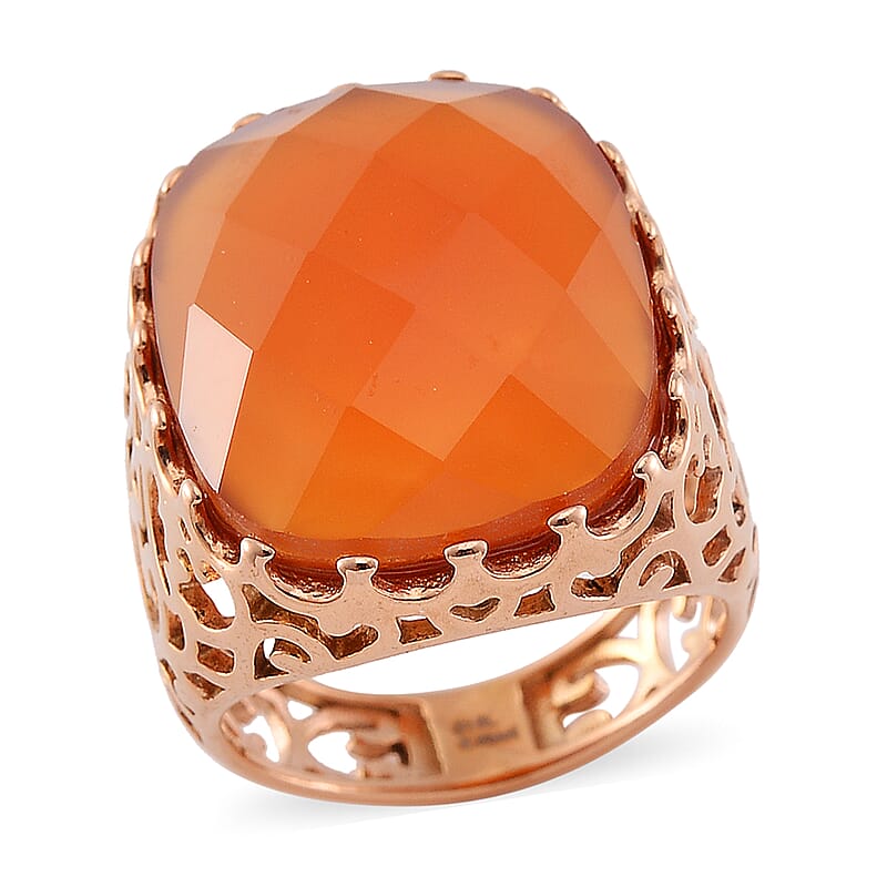 Red Agate (D) 15.00 ctw Ring in Stainless Steel (Size 10.0) 