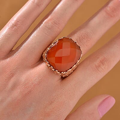 Red Agate (D) 15.00 ctw Ring in Stainless Steel (Size 10.0) 