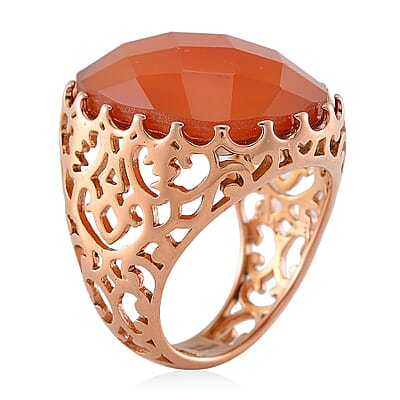 Red Agate (D) 15.00 ctw Ring in Stainless Steel (Size 10.0) 