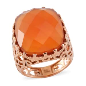 Red Agate (D) 15.00 ctw Ring in Stainless Steel (Size 6.0) 