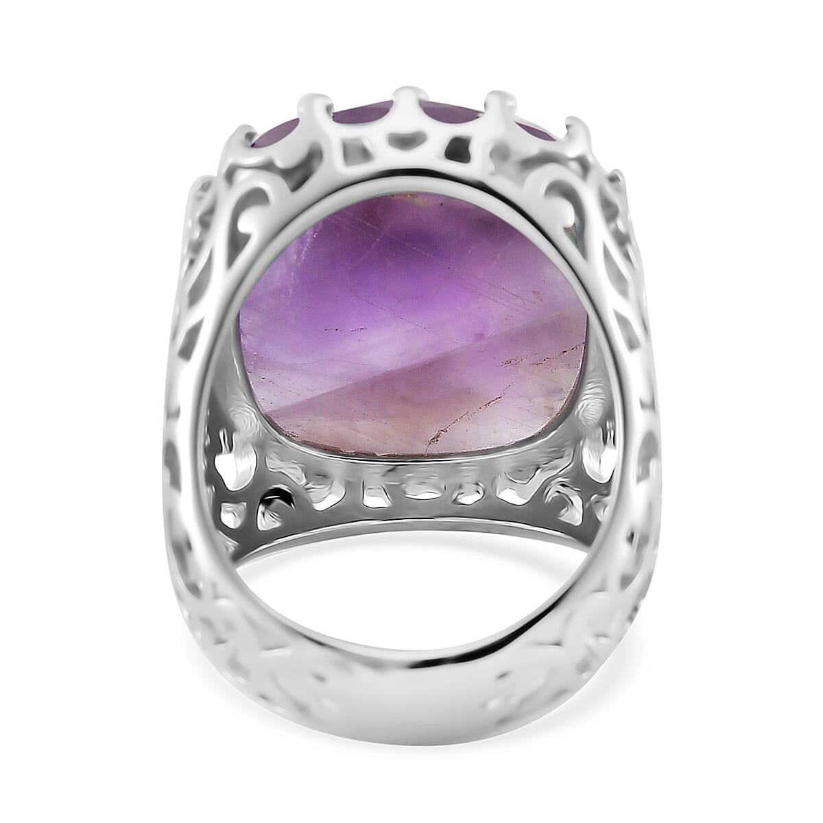 African Amethyst 15.00 ctw Ring in Stainless Steel (Size 10.0)  image number 3