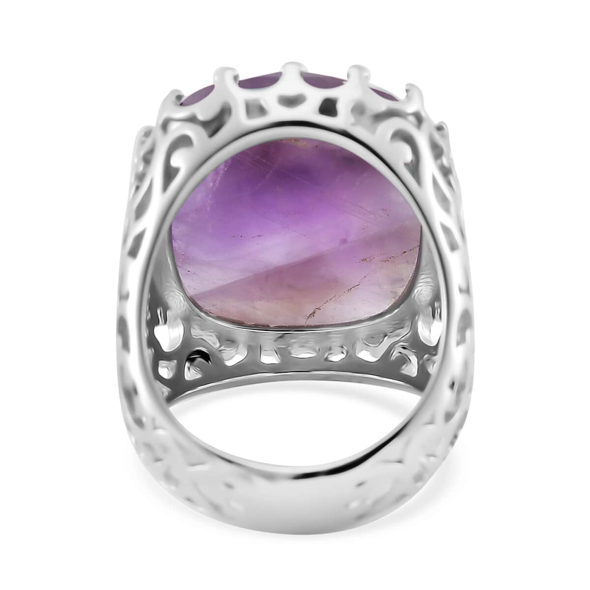 African Amethyst 15.00 ctw Ring in Stainless Steel (Size 6.0)  image number 3