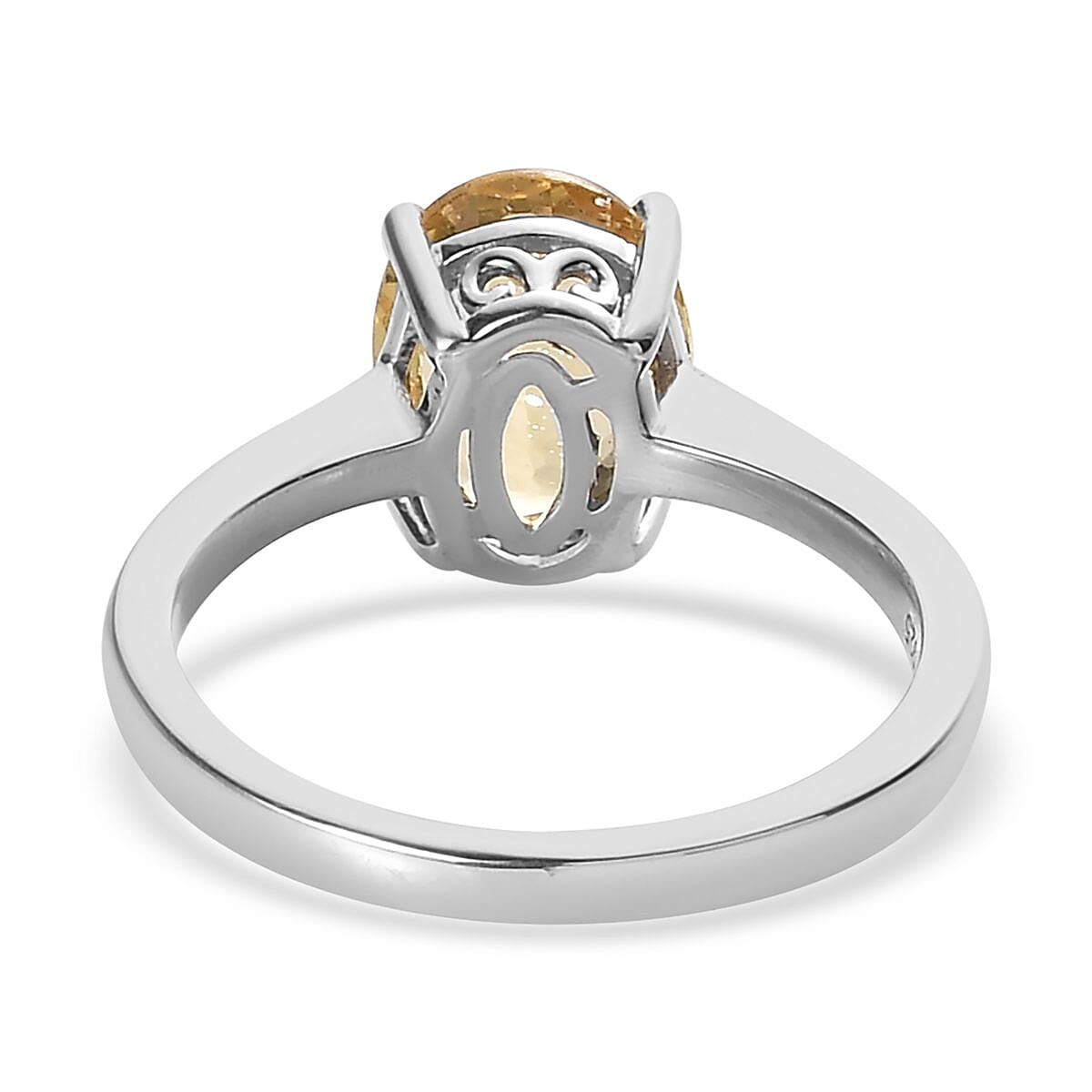 Brazilian Golden Apatite Solitaire Ring in Platinum Over Sterling Silver 1.85 ctw image number 4