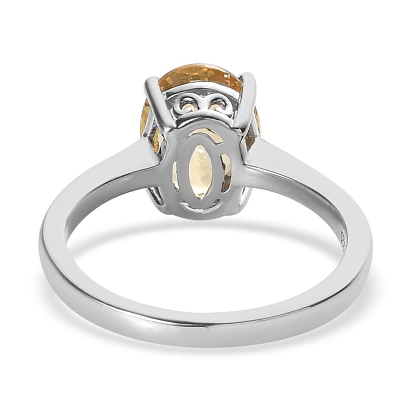 Brazilian Golden Apatite Solitaire Ring in Platinum Over Sterling Silver (Size 10.0) 1.85 ctw