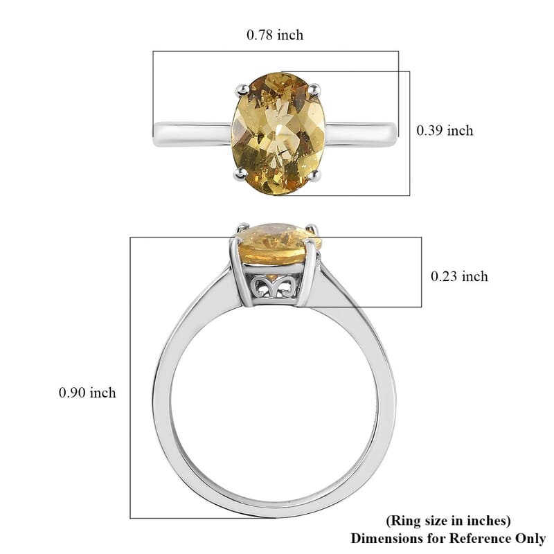 Brazilian Golden Apatite Solitaire Ring in Platinum Over Sterling Silver (Size 10.0) 1.85 ctw