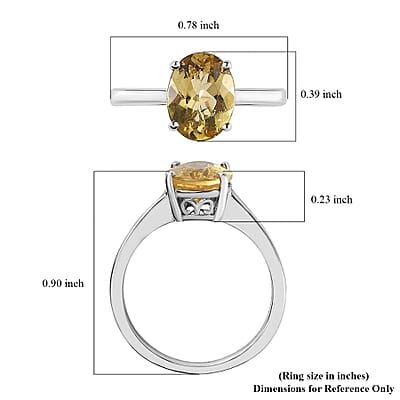 Brazilian Golden Apatite Solitaire Ring in Platinum Over Sterling Silver (Size 7.0) 1.85 ctw