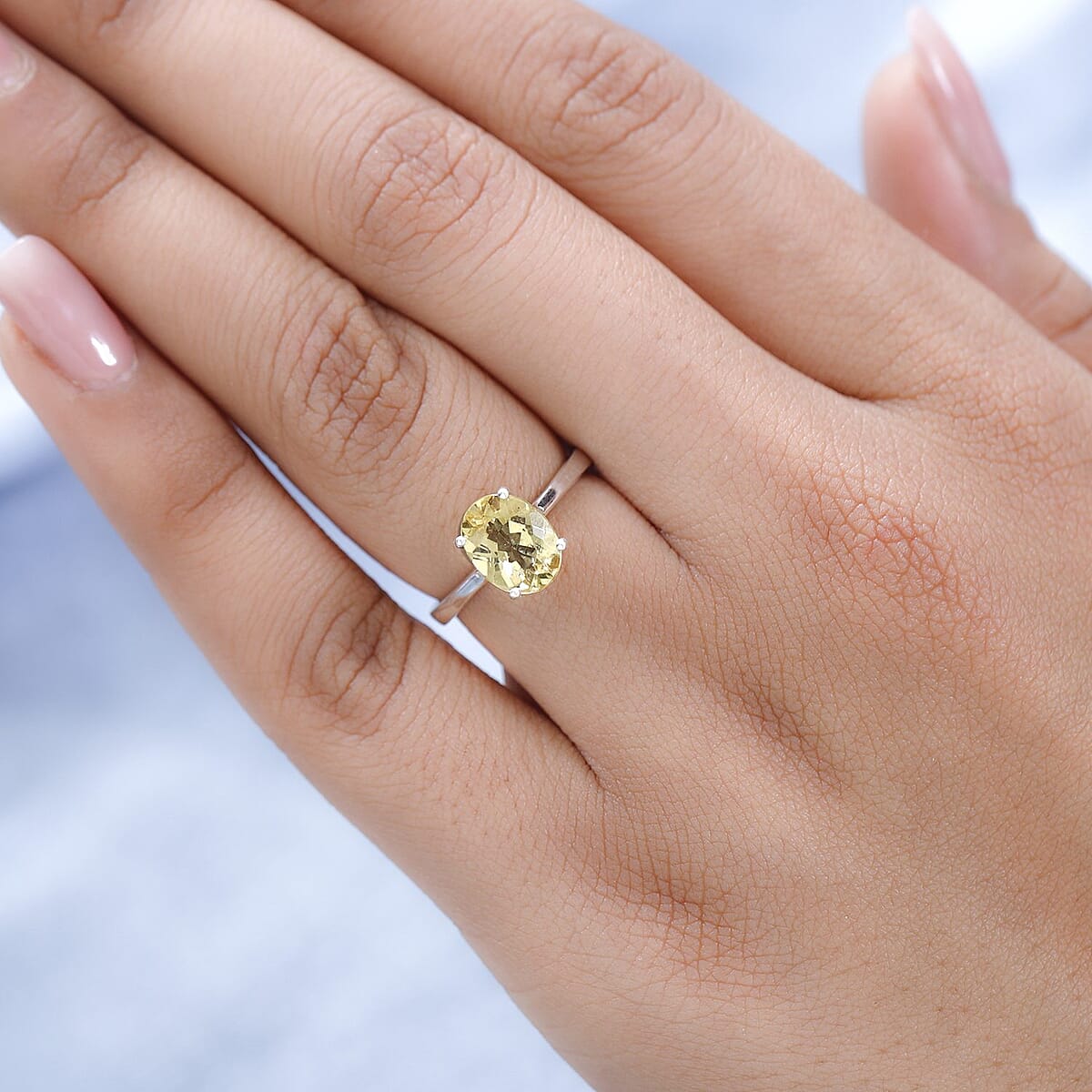 Brazilian Golden Apatite Solitaire Ring in Platinum Over Sterling Silver (Size 8.0) 1.85 ctw image number 2