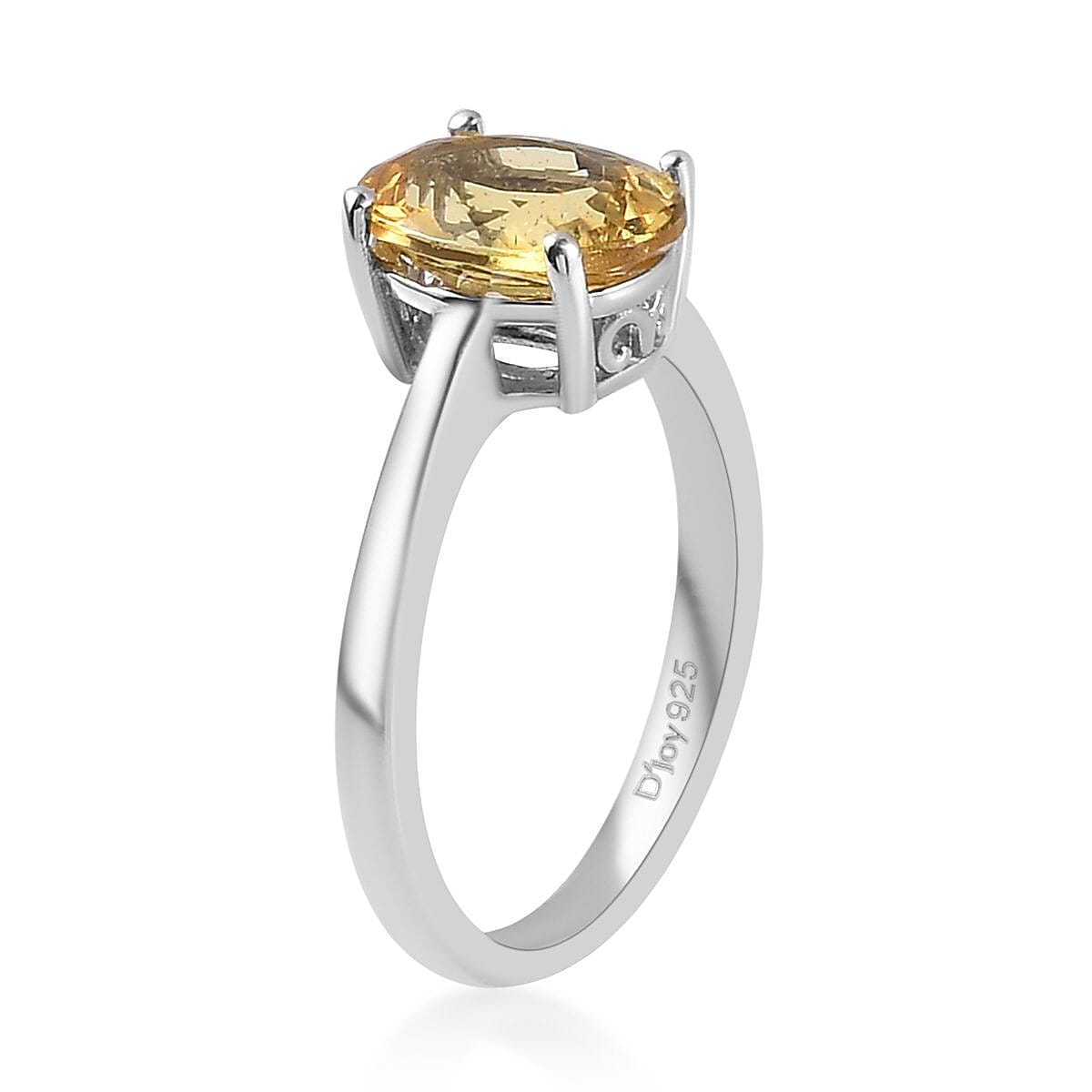 Brazilian Golden Apatite Solitaire Ring in Platinum Over Sterling Silver (Size 8.0) 1.85 ctw image number 3