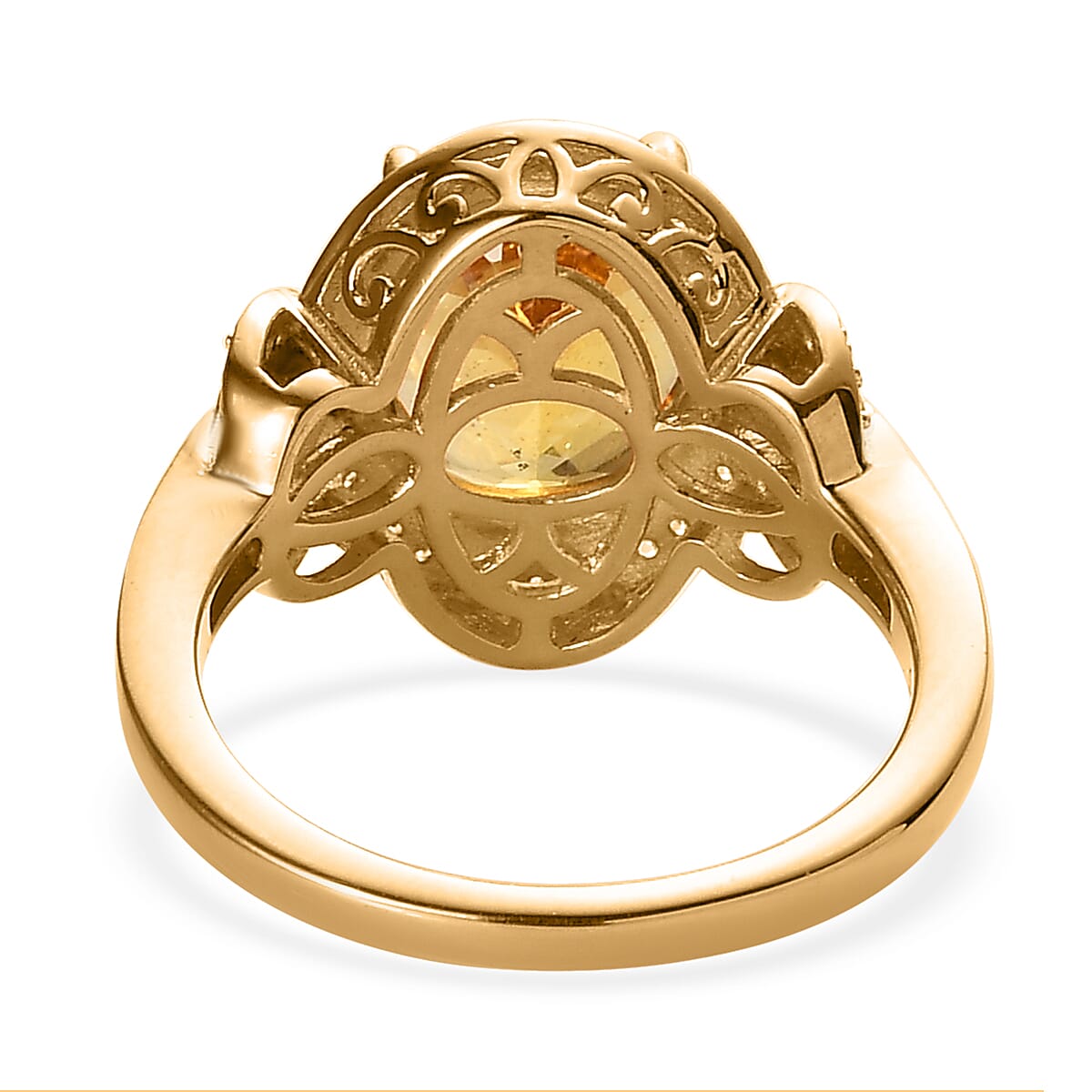 Brazilian Golden Apatite, Natural White and Coffee Zircon Ring in Vermeil Yellow Gold Over Sterling Silver (Size 10.0) 4.50 ctw image number 4