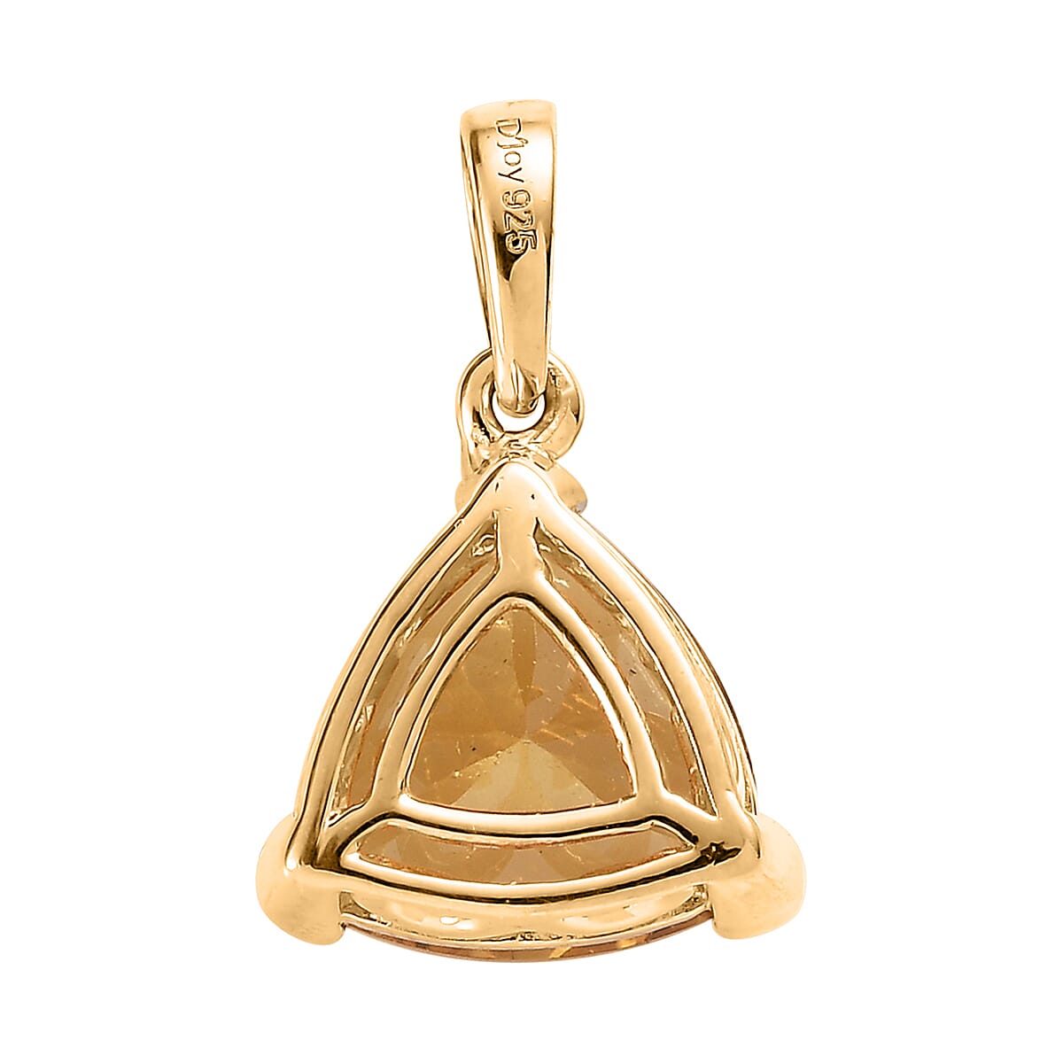 Brazilian Golden Apatite Solitaire Pendant in Vermeil Yellow Gold Over Sterling Silver 4.40 ctw