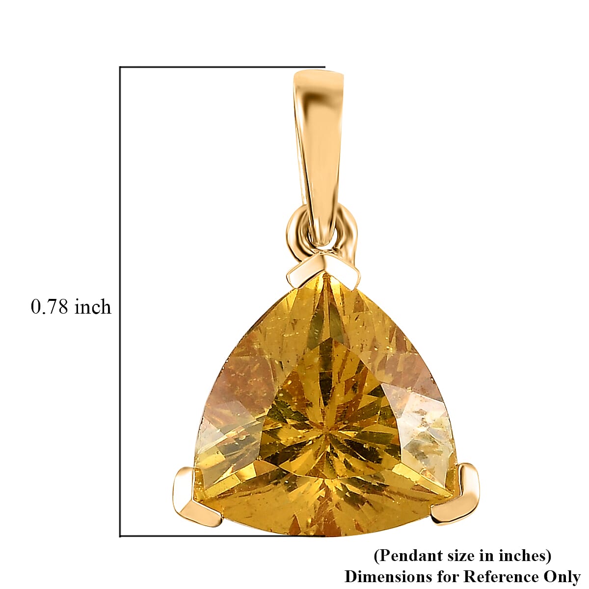 Brazilian Golden Apatite Solitaire Pendant in Vermeil Yellow Gold Over Sterling Silver 4.40 ctw
