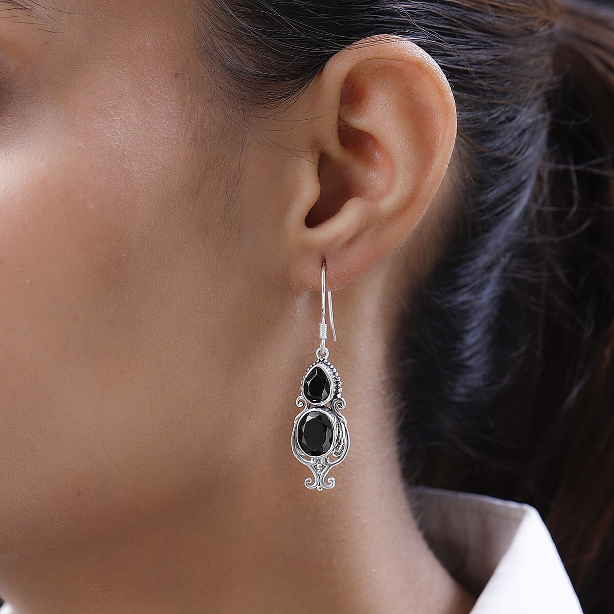 Artisan Crafted Elite Shungite Earrings in Sterling Silver 4.40 ctw image number 2
