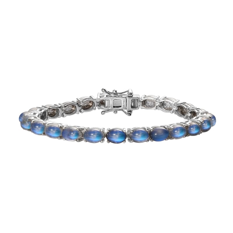 Aurora Moonstone (D) Tennis Bracelet in Platinum Over Sterling Silver (6.50 In) 22.00 ctw