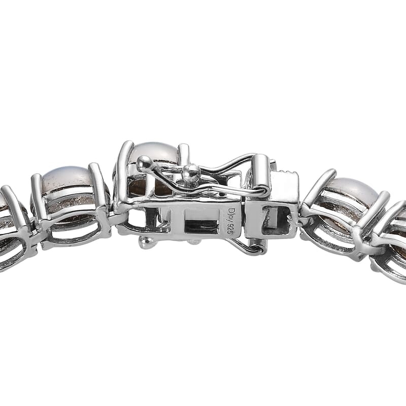 Aurora Moonstone (D) Tennis Bracelet in Platinum Over Sterling Silver (6.50 In) 22.00 ctw