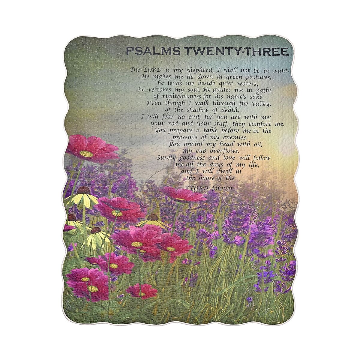 Homesmart Psalms 23 Green Digital Printed Microfiber Quilted Blanket image number 2