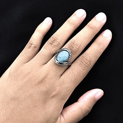 Bali Legacy Larimar Ring in Sterling Silver (Size 10.0) 8.50 ctw