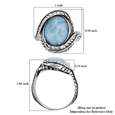Bali Legacy Larimar Ring in Sterling Silver (Size 10.0) 8.50 ctw