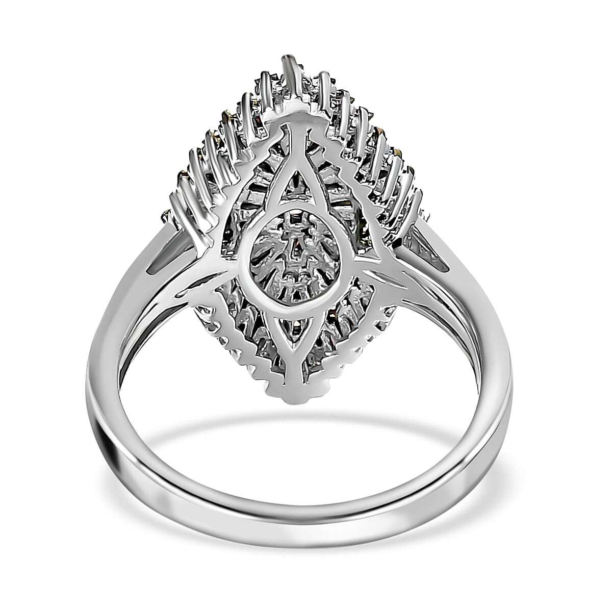 Multi Color Diamond Ring in Rhodium and Platinum Over Sterling Silver, Silver Sparkle Ring, Engagement Rings, Wedding Rings For Her (Size 10.0) 1.00 ctw image number 6