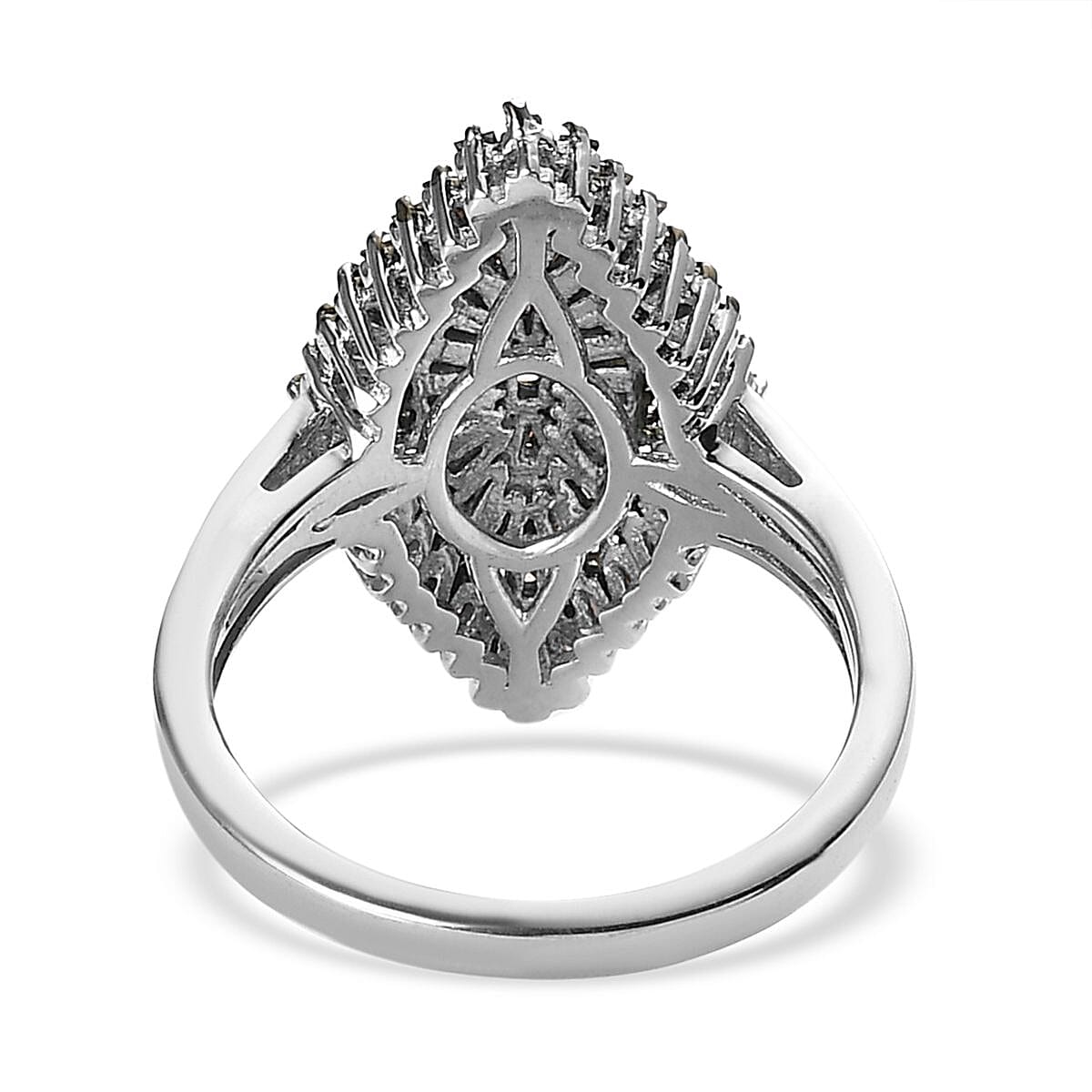 Multi Color Diamond Sparkle Ring in Rhodium and Platinum Over Sterling Silver (Size 8.0) 1.00 ctw image number 4