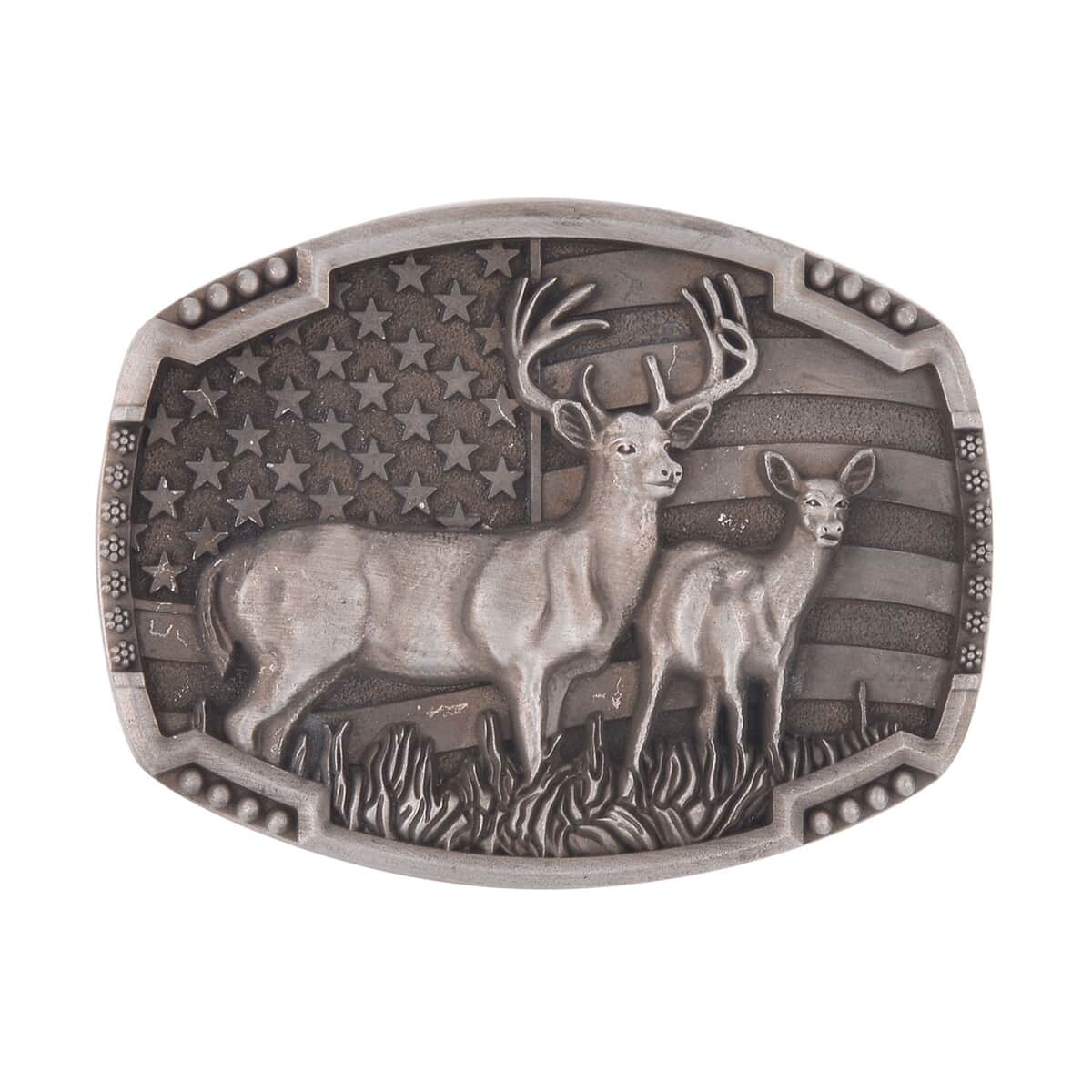 Western Animal Deer Belt Buckle in Silvertone image number 0