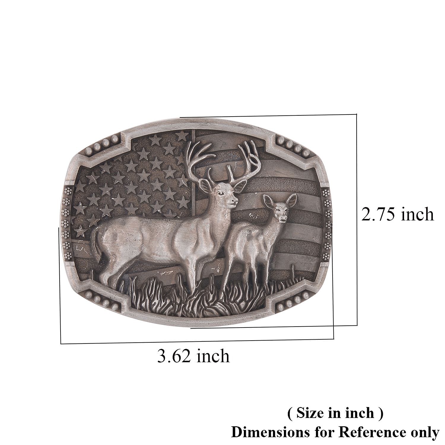 Western Animal Deer Belt Buckle in Silvertone