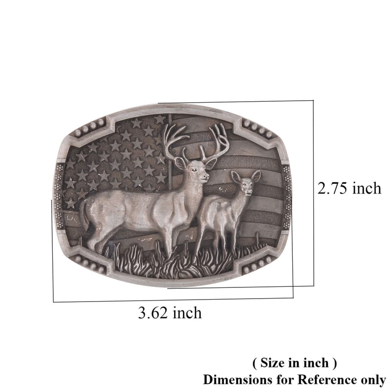 Western Animal Deer Belt Buckle in Silvertone
