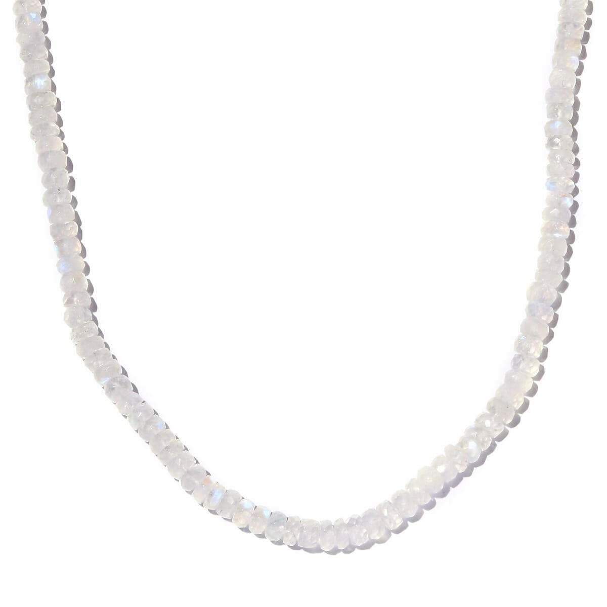 Premium Rainbow Moonstone Beaded Necklace 18 Inches in Rhodium Over Sterling Silver 100.00 ctw image number 0