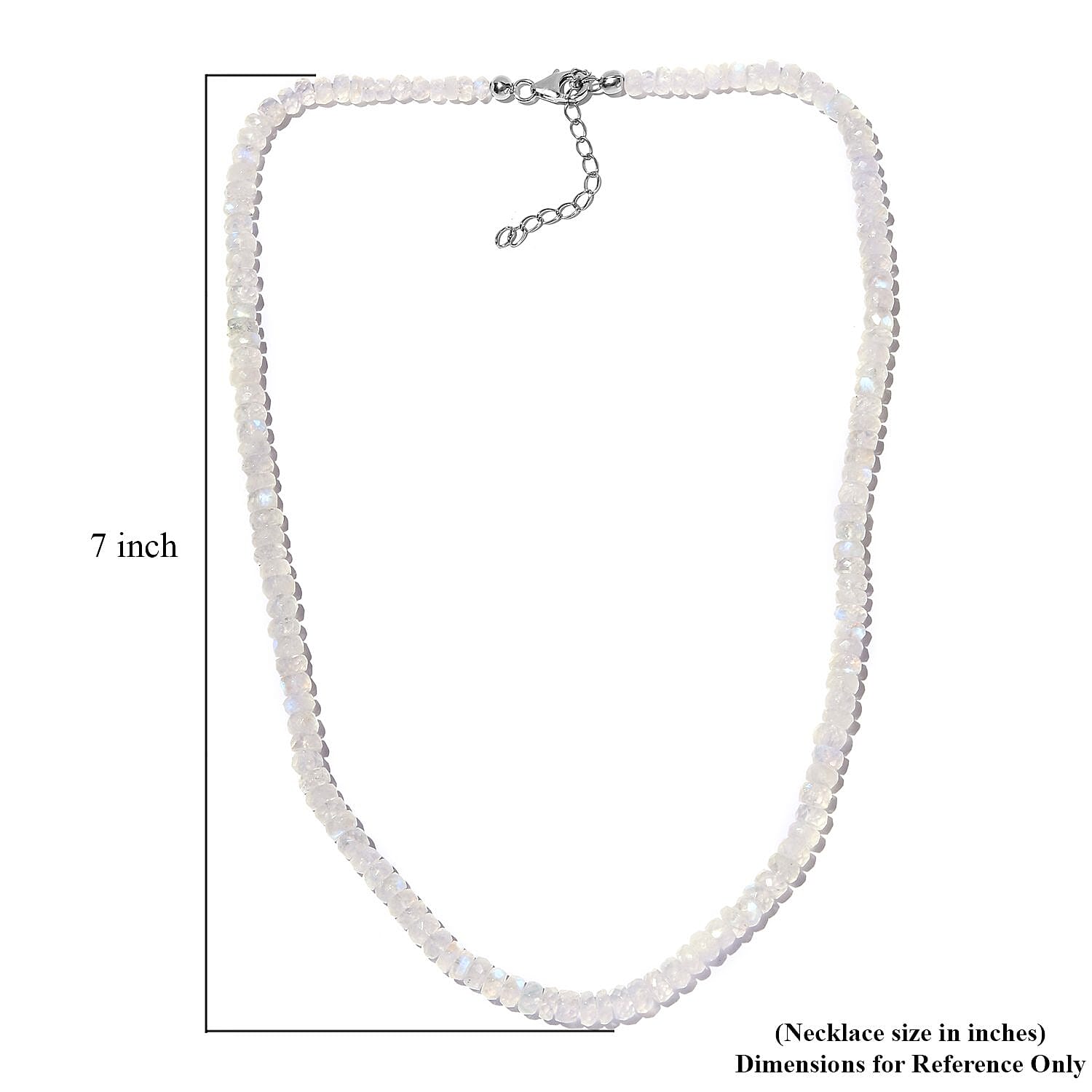 Premium Rainbow Moonstone Beaded Necklace 18 Inches in Rhodium Over Sterling Silver 100.00 ctw