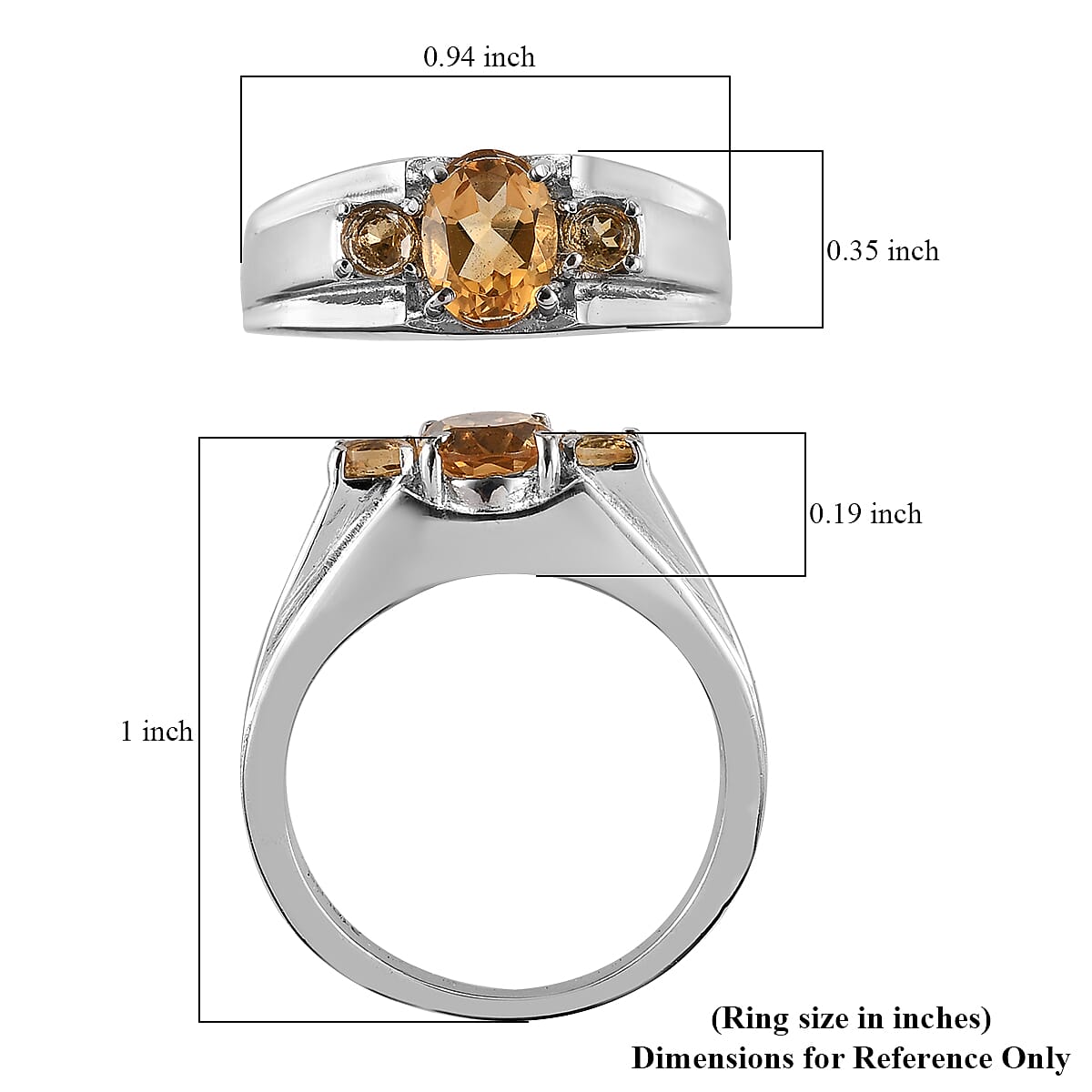 Brazilian Citrine Men's Ring in Stainless Steel 1.50 ctw image number 5