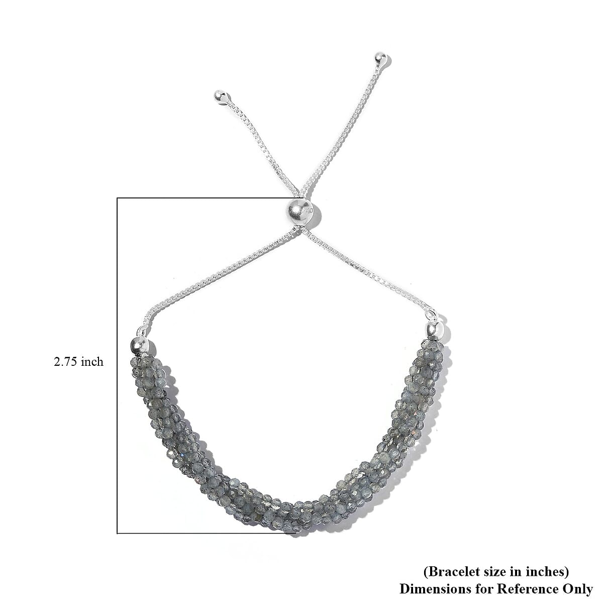 Malagasy Labradorite Multi Row Beaded Bolo Bracelet in Sterling Silver 20.85 ctw image number 4