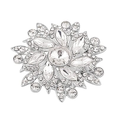 Austrian Crystal Floral Belt Buckle in Silvertone