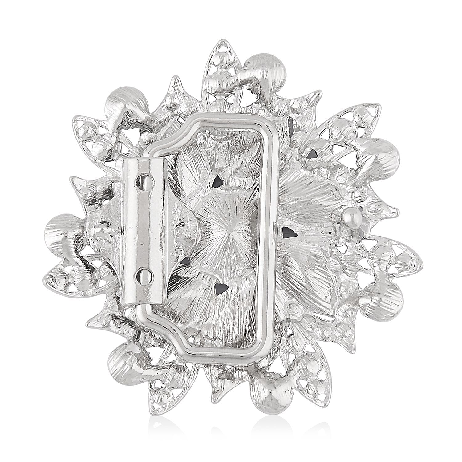 Austrian Crystal Floral Belt Buckle in Silvertone