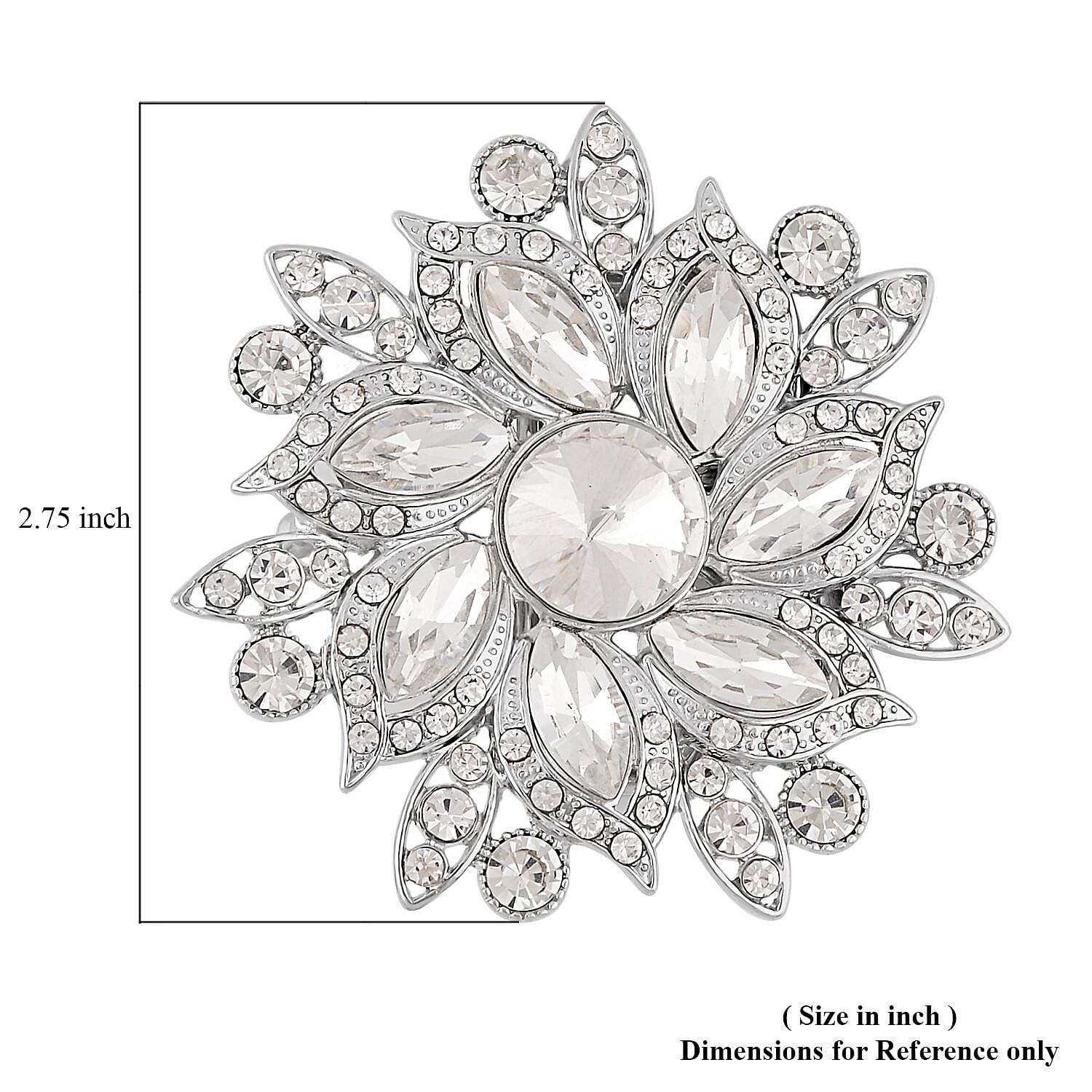 Austrian Crystal Floral Belt Buckle in Silvertone
