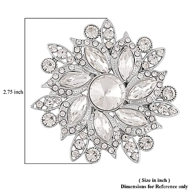 Austrian Crystal Floral Belt Buckle in Silvertone
