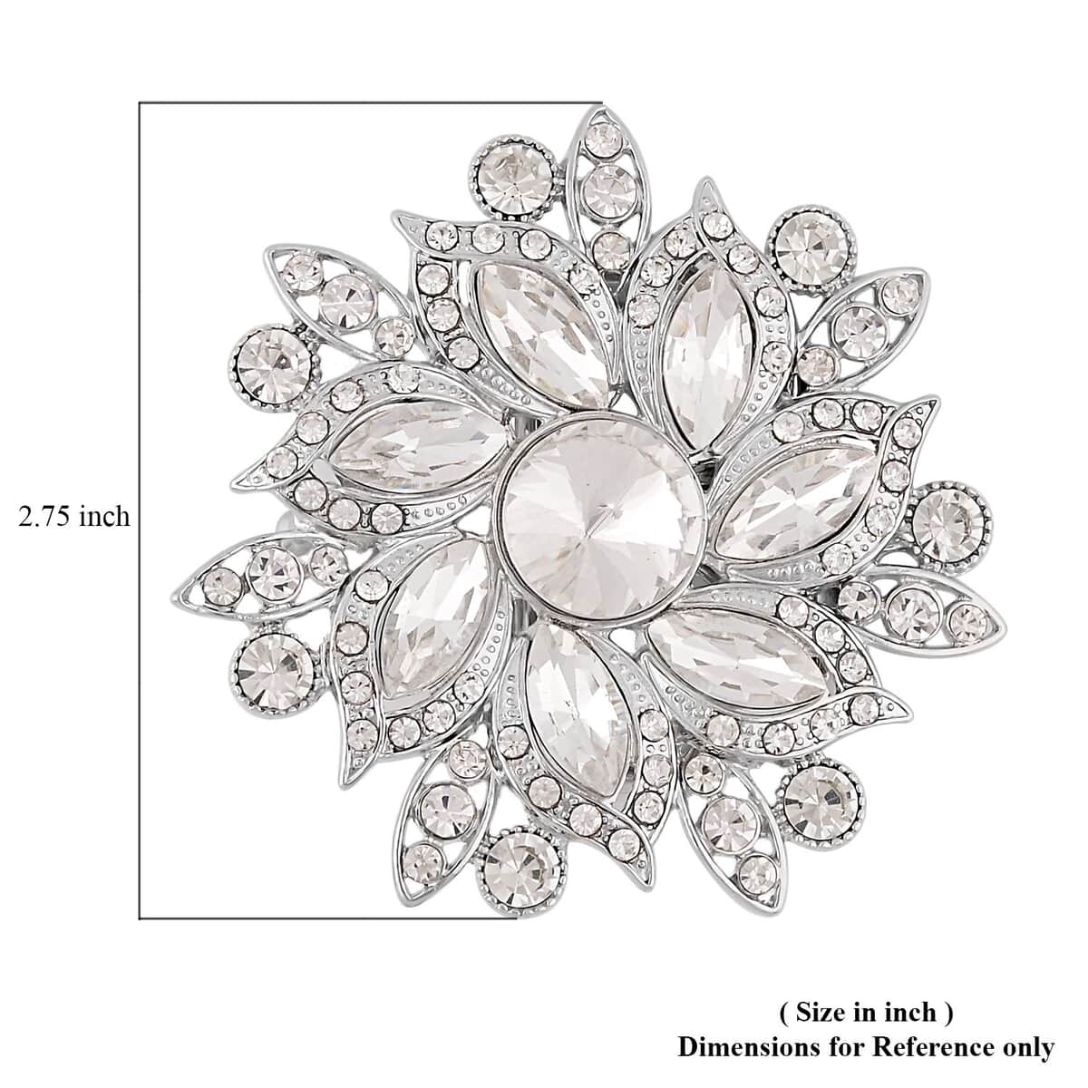 Austrian Crystal Floral Belt Buckle in Silvertone image number 3