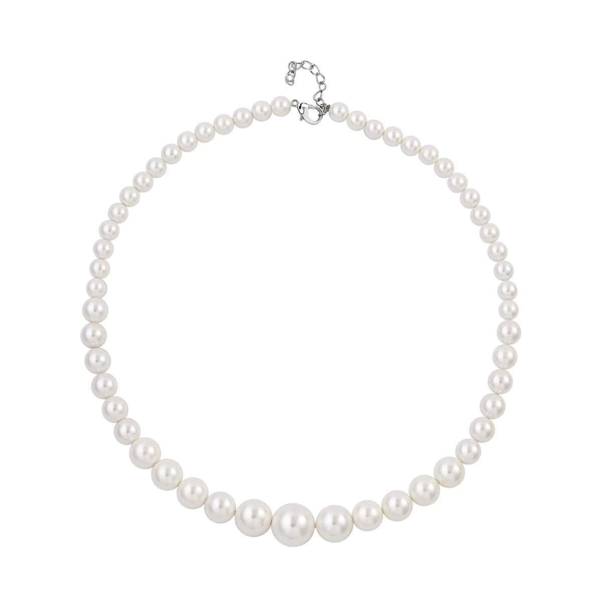 White Shell Pearl 8-16mm Necklace 20-22 Inches in Silvertone image number 0