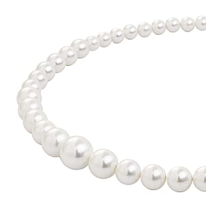 White Shell Pearl 8-16mm Necklace 20-22 Inches in Silvertone