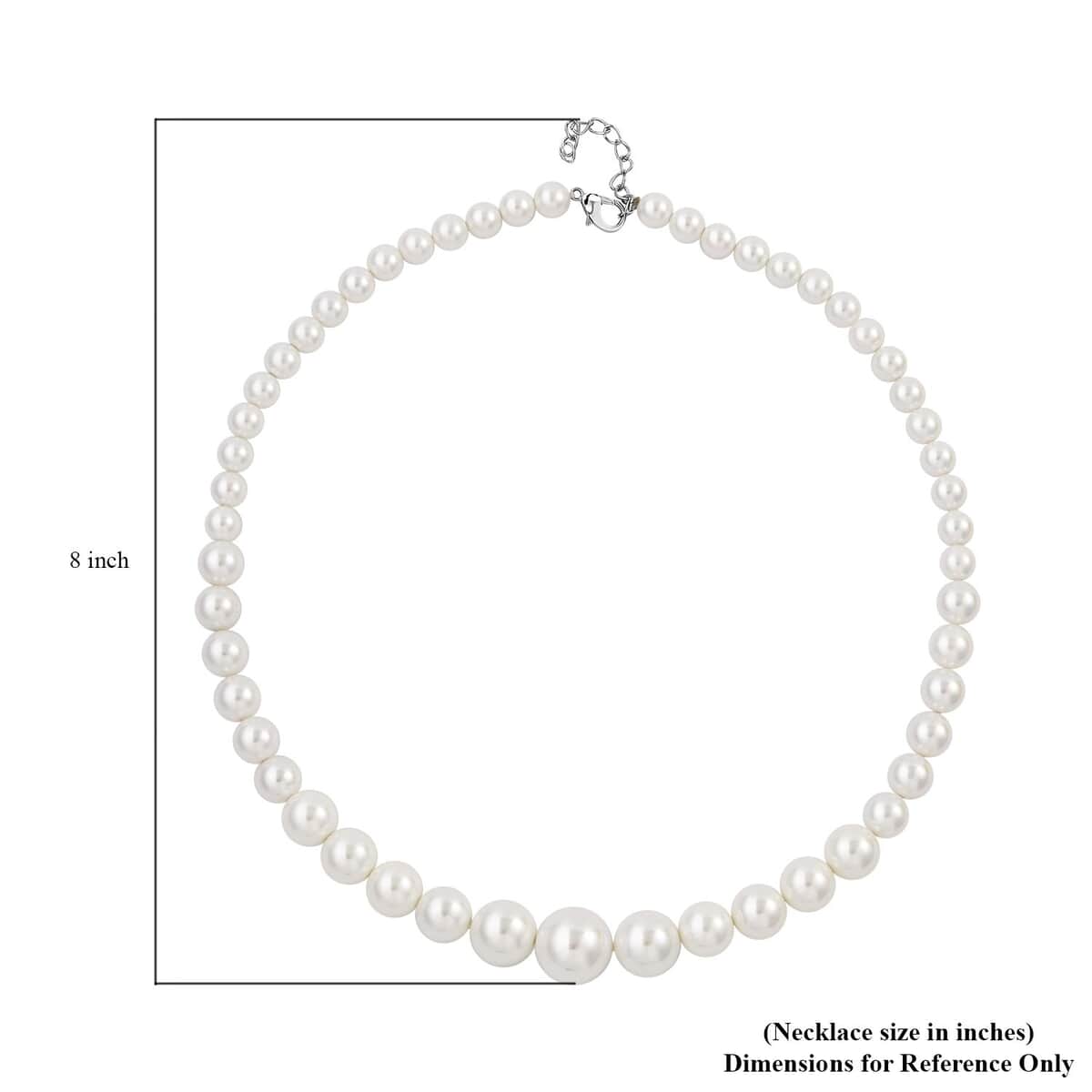 White Shell Pearl 8-16mm Necklace 20-22 Inches in Silvertone image number 3