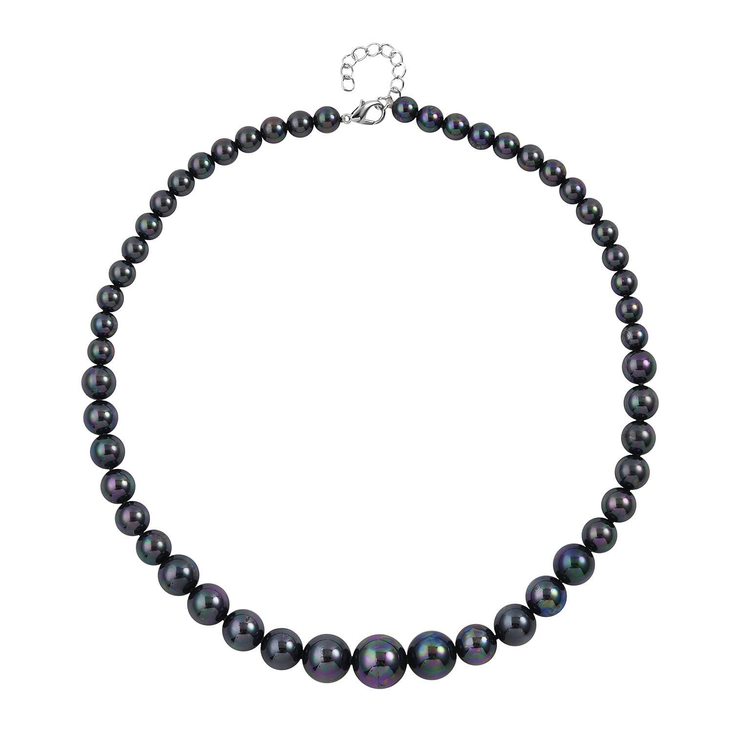 Tahitian Color Shell Pearl Necklace 20-22 Inches in Silvertone