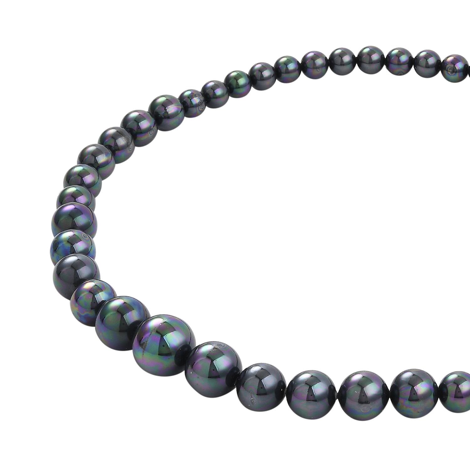 Tahitian Color Shell Pearl Necklace 20-22 Inches in Silvertone