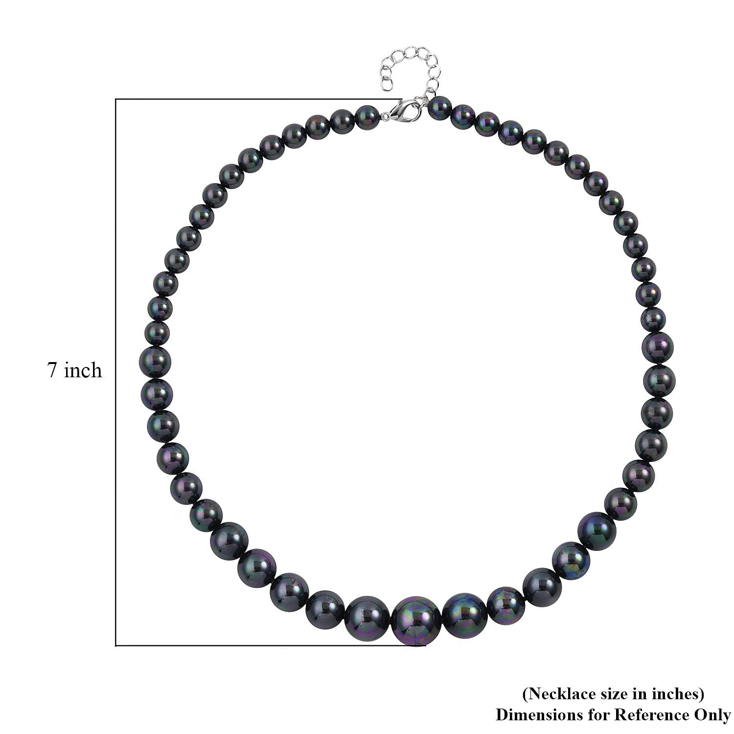 Tahitian Color Shell Pearl Necklace 20-22 Inches in Silvertone
