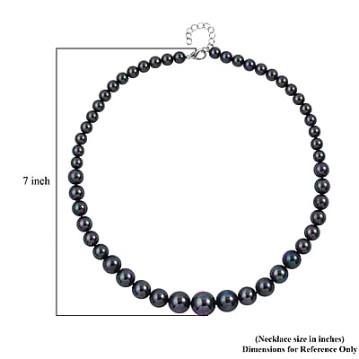 Tahitian Color Shell Pearl Necklace 20-22 Inches in Silvertone