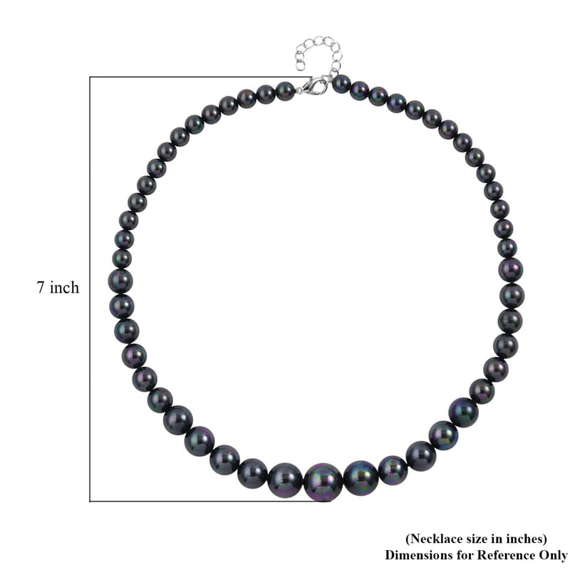 Tahitian Color Shell Pearl Necklace 20-22 Inches in Silvertone