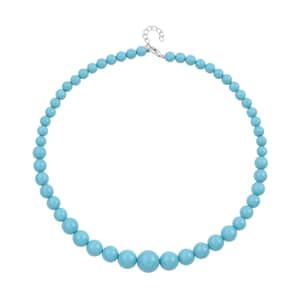 Sleeping Beauty Color Shell Pearl 8-16mm Necklace 20-22 Inches in Silvertone
