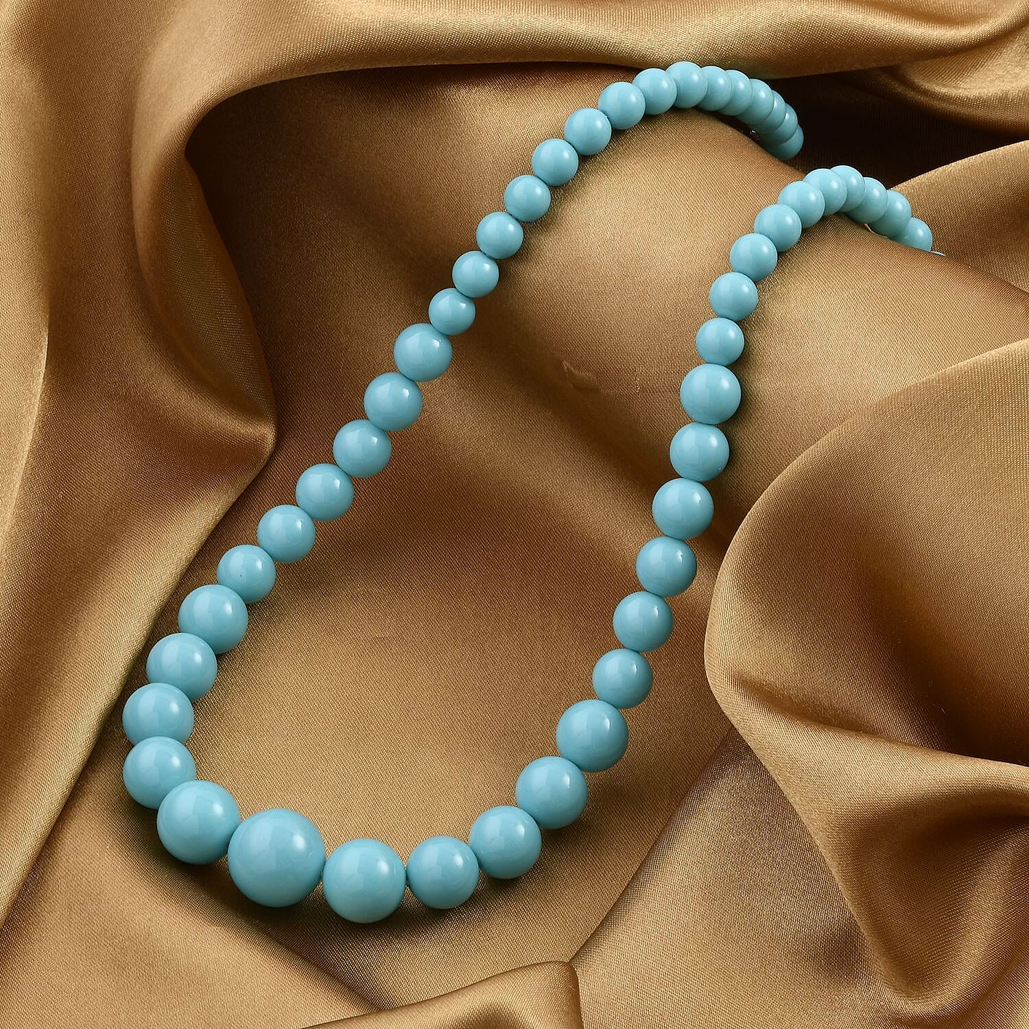 Sleeping Beauty Color Shell Pearl 8-16mm Necklace 20-22 Inches in Silvertone